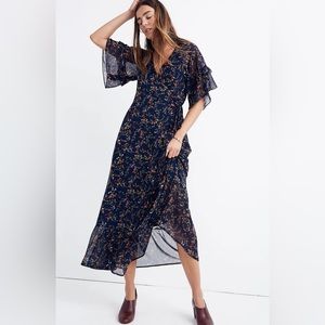Madewell Vervain Ruffle-Sleeve Wrap Dress